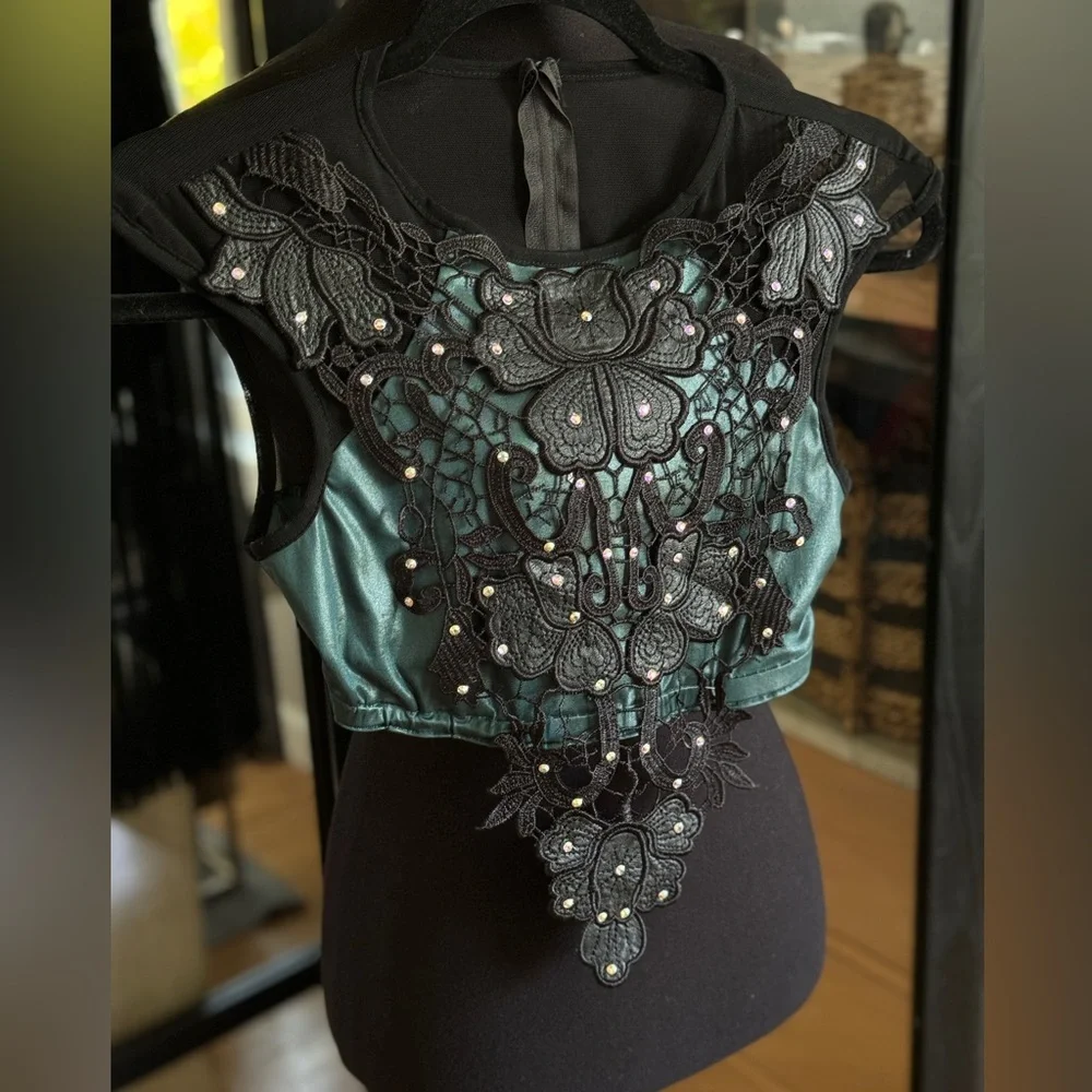 🖤Kelle Teal and Black Lyrical or Contemporary Dance Two piece Dance Costume